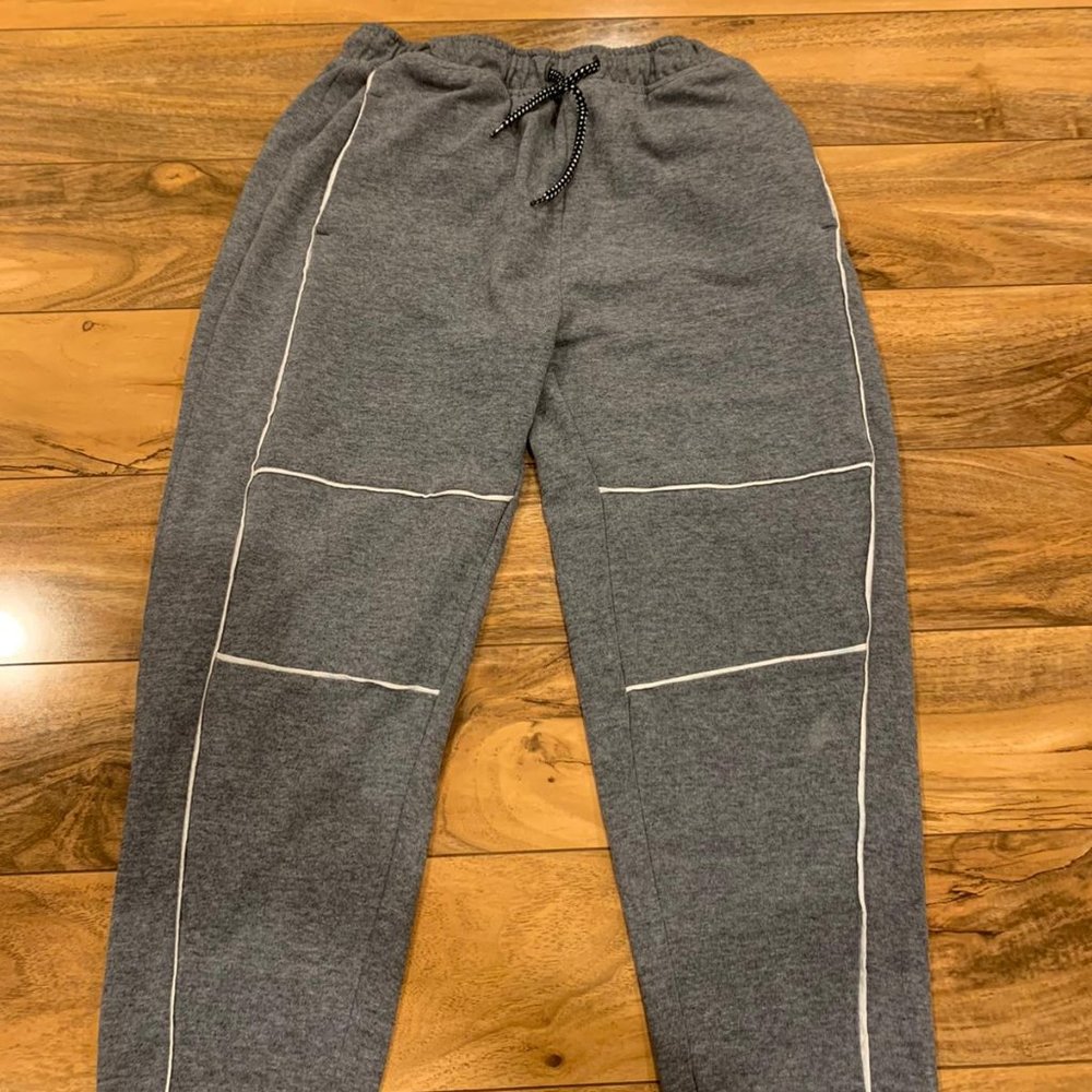 Grey Lined Sweatpants For Kids